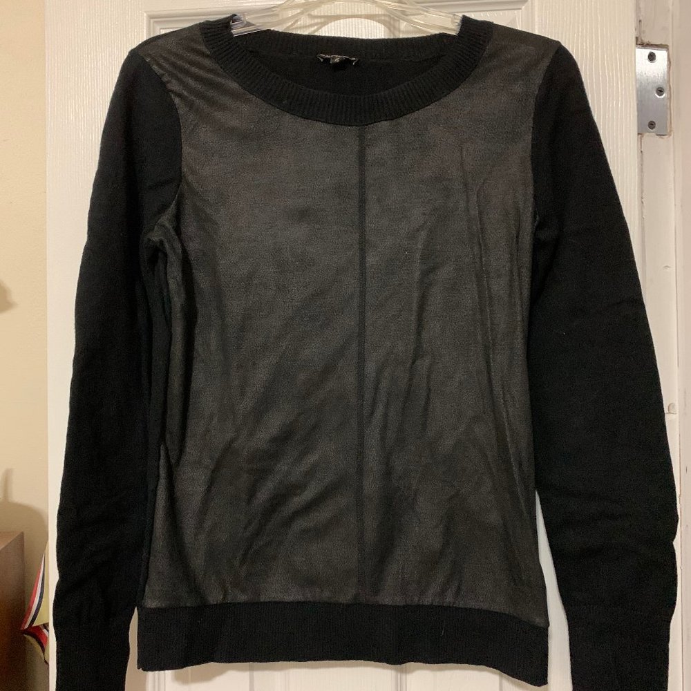 Express, Black Faux Suede Front Sweater, Medium